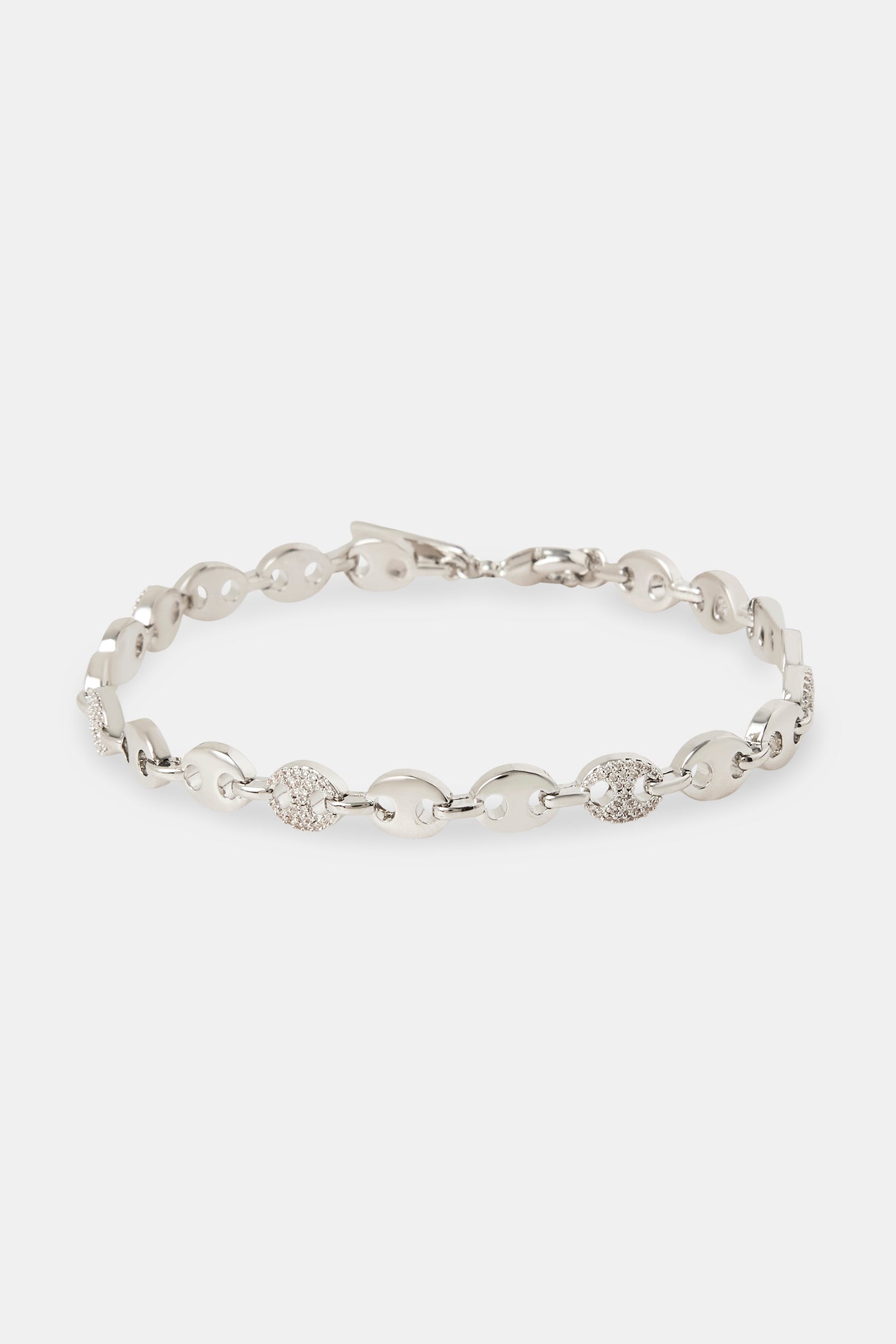 Poliertes und eisiges CZ-Pavé-Kaffeebohnenarmband – 5 mm